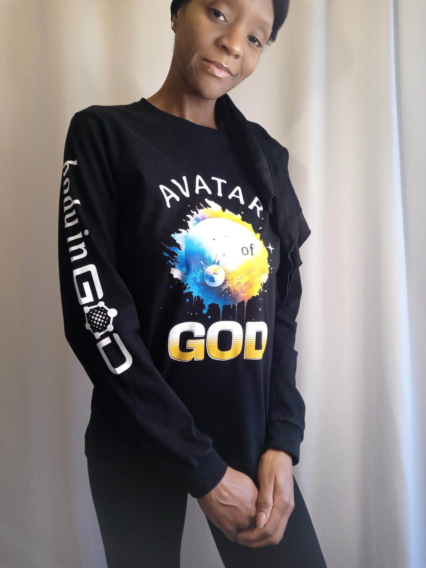 Avatar of God Planet Graphic Long Sleeve Tee (Carbon/Black)